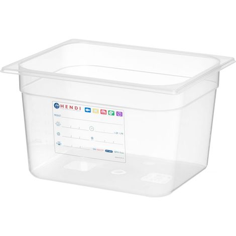 HENDI Gastronorm-Behälter 1/2, GN 1/2, 6,5L, Transparent, 325x265x(H)100mm (1/5)