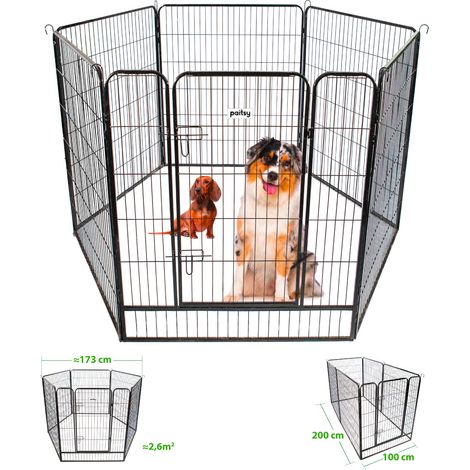 [JAMAIS UTILISÉ] Parc Enclos pour chien chiot et lapin GARDEO100x120x6, 6 panneaux 100x120cm, 2M2, modulable, intérieur et extérieur, pliable, garantie 5 ans, Paitsy (1/5)