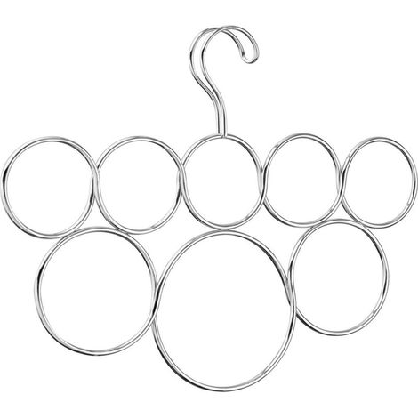 (Argent) Perchero para bufandas de 4 piezas con 8 anillas, organizador colgante de metal para bufandas, corbatas, cinturones, chales de cachemira, etc. (1/5)