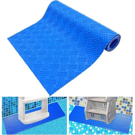Tappetino antiscivolo per scaletta piscina, colore blu, dimensioni 91,4 cm x 22,9 cm. (1/5)