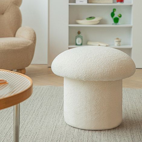 Banquette-canapé, simple, moderne, flexible, confortable, douce, ronde, en bois de pin, pour la décoration intérieure, blanche (1/5)