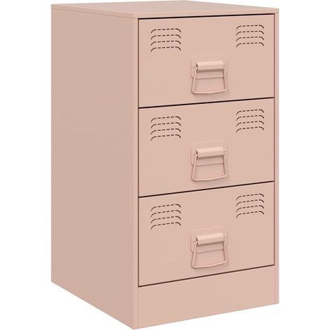 Comodino con 3 cassetti 34,5 x 39 x 62 cm acciaio rosa DEC034550