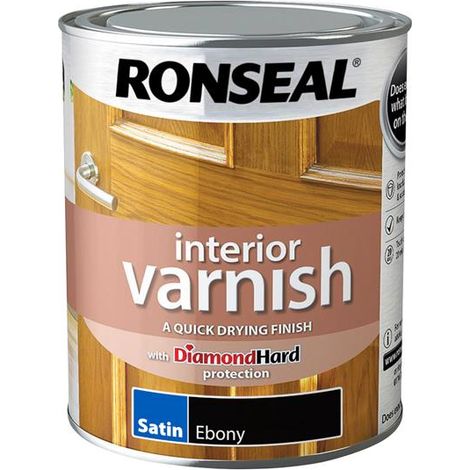 Ronseal 39432 Interior Varnish Quick Dry Satin Ebony 750ml RSLIVSEB750