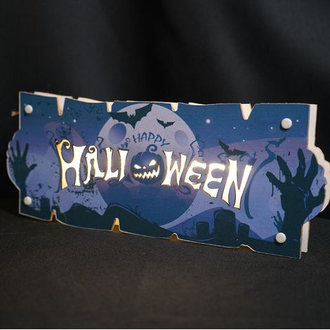 Halloween Liste des numéros de maison Atmosphère Veilleuse Citrouille Lanterne Festival Mur Artisanat Décoration Pendentif (Violet)