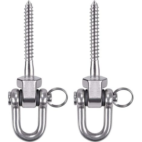 Lot de 2 crochets de fixation au plafond pour balançoire, vis de hamac en acier inoxydable 304, ultra-résistantes (capacité de 800 kg), idéales pour le yoga, les hamacs, les sacs de frappe et les bala (1/5)