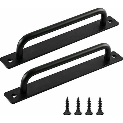 HOXILEELEO - 2 Pièces Poignée de Porte de Grange Coulissante,Traction de Poignée de Porte Coulissante avec Plaque Acier Inox (212mm) (1/5)