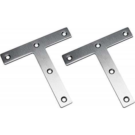 T-Brackets, 120 x 120 mm, Straight Flat Clamps, Furniture Fixing Plate, Plated Stainless Steel Repair Clips (2 Pack) YMYNY (1/4)