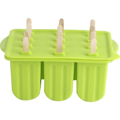 Moule à glace en silicone alimentaire à 12 compartiments, avec couvercle et bâtonnets (vert) (1/5)