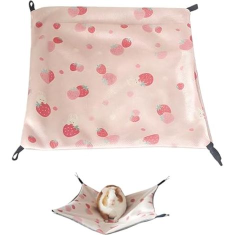 Hamac cochon d’Inde soie glacée 34 x 34 cm Hamac Rongeur Ajustable Cage Furet hamac rongeur ajustable double face cage cabane balançoire fraîche été pour lapin hamster chinchilla (1/4)