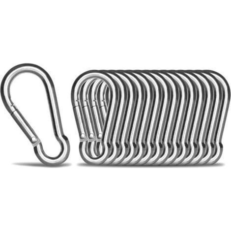 12PCS - M5 Mousqueton en Acier Inoxydable 304 - Petit Mousqueton INOX de Fixation Capacité de Charge de 90 kg, Crochet Mousquetons Hamc Balancoire (1/4)