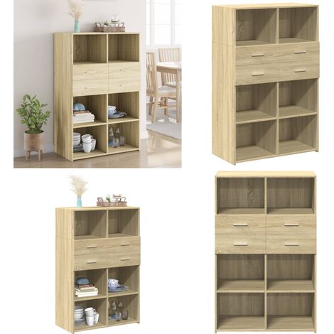 Highboard Sonoma-Eiche 80x42,5x124 cm Holzwerkstoff - Sideboard - Hochschrank - Wohnraumgestaltung - Eiche Dekor - Holzwerkstoff - Home & Living (1/5)