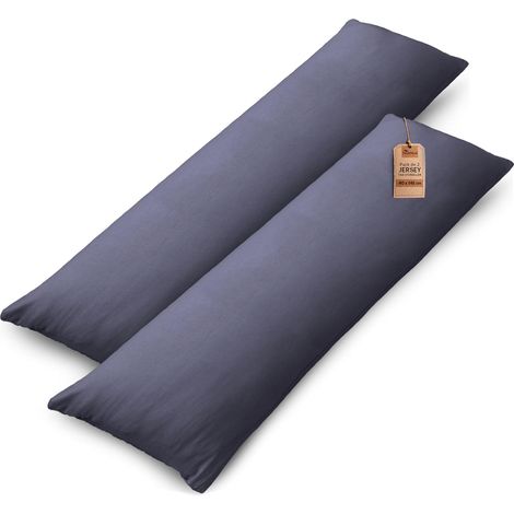 Lot de 2 Housses d'oreiller en Jersey Housse d'oreiller Coussin pour dormeur latéral Coussin de Nuque Nombreuses Tailles et Couleurs ÖKO-TEX (40 x 145 cm, Gris Anthracite) (1/5)