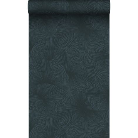 papier peint effet 3D feuilles bleu foncé - Origin Wallcoverings (1/5)