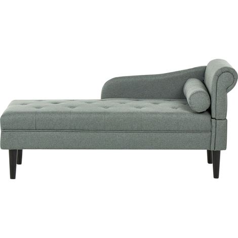 Chaise longue in tessuto lato destro Poltrona lounge in stile moderno Gambe in legno Cuscino aggiuntivo Facile da pulire Verde Yvoire