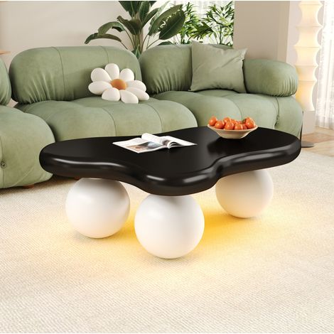 Mesa de centro nube LED 16 colores, 95 x 62,5 x 32 cm, MDF negro y blanco HAVRYA (1/5)