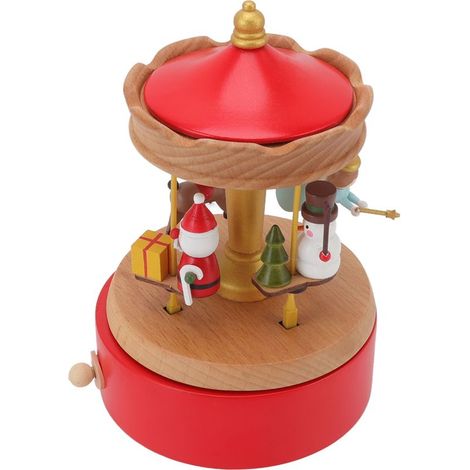 Weihnachtsspieluhr aus Holz, Karussell, filigraner Mechanismus, Dekoration, Geschenk (1/5)