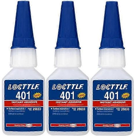 flacons de 20 ml de colle Loctite 401 Instant Fast Glue, colle super forte multi-usages, colle liquide incolore ultra-résistante. (1/4)