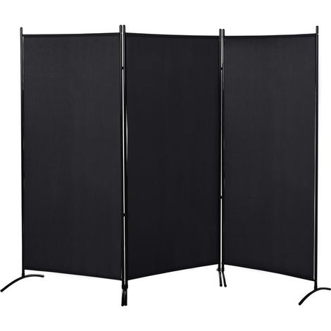 Paravent Séparateur de Pièce AoSenYunZhou 3 Panneaux Brise-Vue Intérieur Cloison Amovible Cadre Métal Noir pour Salon Bureau (1/5)