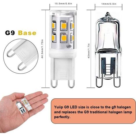 Ampoule LED G9 5W équivalent halogène G9, 200 lm blanc chaud 3000 K, IRC 80, angle de diffusion 360°, 220-240 V CA, non dimmable, lot de 5 [Classe énergétique F] (1/3)