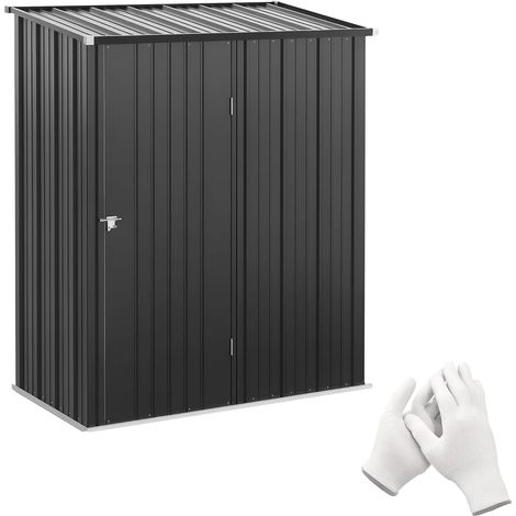 Gerätehaus 1,34 m² Abschließbarer Gartenschrank mit Pultdach aus verzinktem Stahl, 161,5x94,5x196cm, Schwarz (1/5)