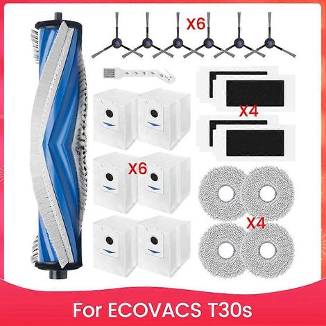 Pièces et accessoires compatibles avec l'aspirateur robot T30s : brosse principale, brosse latérale, filtre HEPA, sac de nettoyage (1/5)
