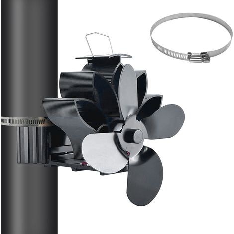 Ventilateur de poêle à bois alimenté par la chaleur, non électrique, en forme de lotus, distribution de chaleur, 4 pales, silencieux, conduit de fumée, ventilateur de cheminée suspendu pour poêle à b (1/5)