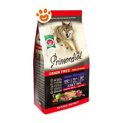 Primordial Dog Grain Free Adult Mini Anatra e Trota - Sacco 6 Kg - Cibo Secco Cani
