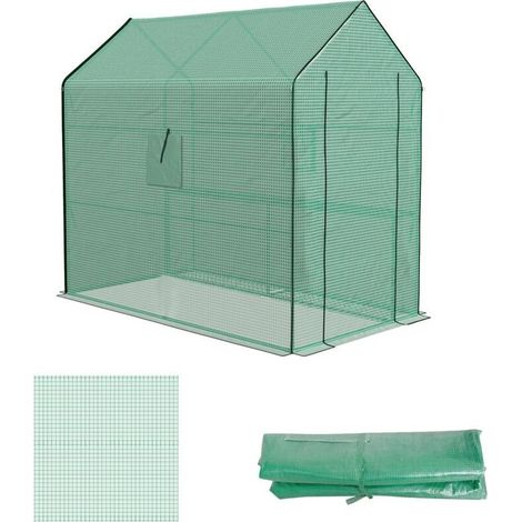 Serre de jardin Bâche de remplacement pour serre de jardin 140 x 213 x 190 cm avec fenêtre, porte anti-UV pour le jardin - Vert (1/5)