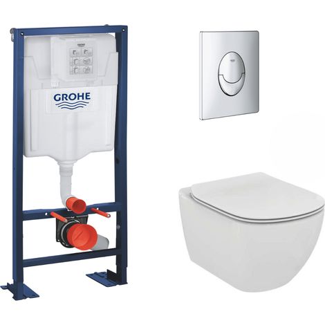 Grohe Rapid SL Bâti Support autoportant, cuvette Ideal Standard Tesi Aquablade avec abattant frein de chute (AutoportantTesi2) (1/5)