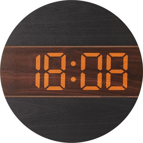 Horloge murale numérique LED, japonais et coréen, créatif - Noir (bois noir + marron wood) (1/5)