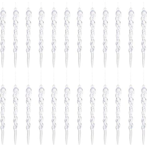 Weihnachtseiszapfen, 24-teiliges Set Weihnachtsanhänger und -stecker, Weihnachtsbaumschmuck, Acryl-Eis-Hängeornament (1/4)