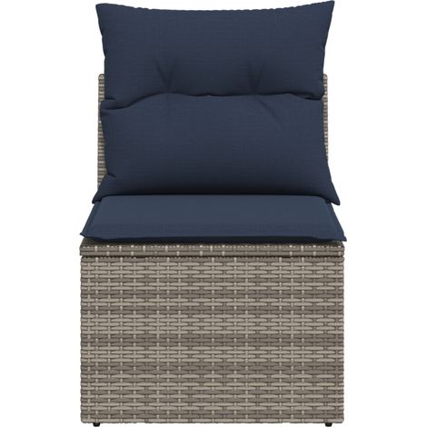 Maison Exclusive - Chaise de jardin sans accoudoirs avec coussins gris poly rotin (1/5)