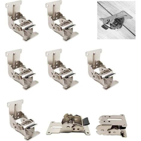 Charnière pliante autobloquante FLITI 0-90-180 degrés, rallonge de table pliante, support pliable, ferrures d'établi pliantes argentées, 8 pièces (1/4)