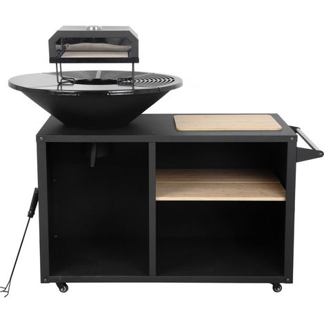 Barbecue plancha brasero avec four à pizza "Maréchal" - Ø 81 cm  - Noir