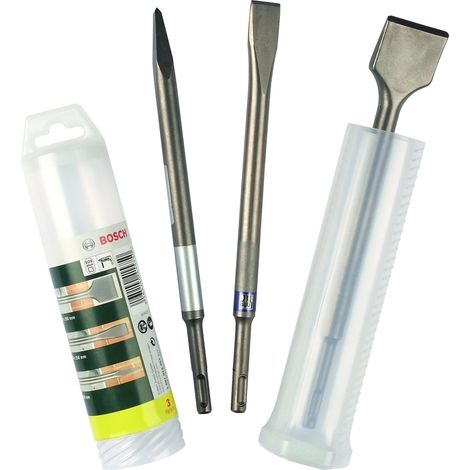 Bosch 3 pz. Set di Scalpelli SDS Plus, per Calcestruzzo e Muratura, 0/20/40mm, Accessori per Martello Perforatore (1/4)