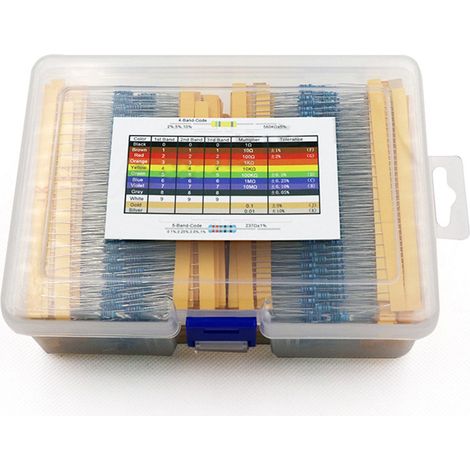 2600 pezzi 130 valori Kit di resistori comunemente usati 1% 1/4W Resistori a film di carbonio metallico Classificazione gamma completa Resistore fisso elettrico con scatola di conservazione. (1/5)