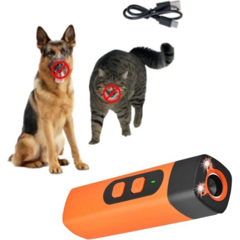 Lot de 1 (Orange) Anti Aboiement Chien Ultrason Rechargeable,Appareil de contrôle Anti aboiement à ultrasons,Dispositif Anti Aboiement avec 3 fréquences réglables, Lampe de Poche LED (1/5)