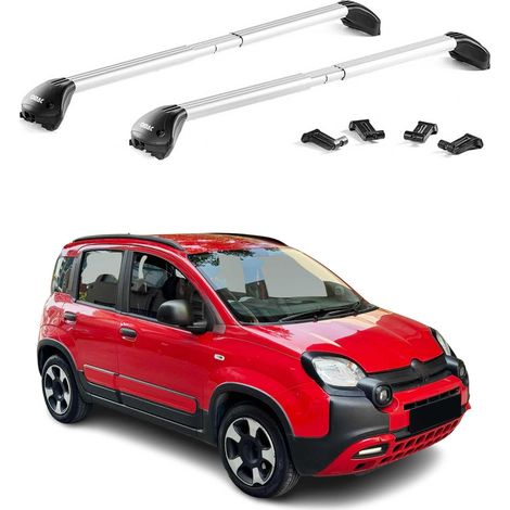OMAC Barres de toit transversales certifiées TÜV pour Fiat Panda III City Cross 2012-2026 – Verrouillables (4 antivols) – Charge max 100 kg – Fixation durable Argent (1/4)