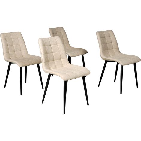 Le Quai Des Affaires – Lot de 4 chaises de salle à manger en velours beige – Pieds en métal – Dimensions 60x45x84 cm – Hauteur d'assise 48 cm (1/5)