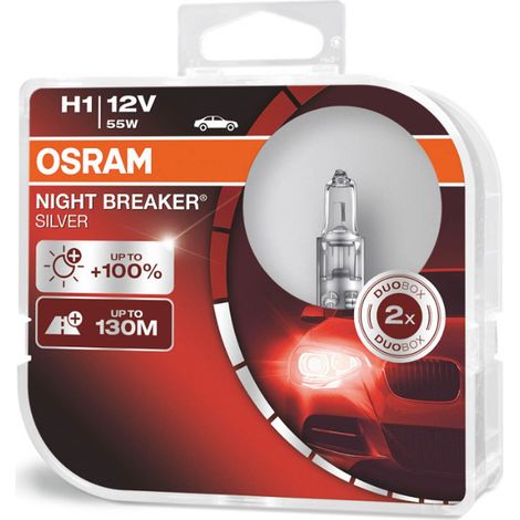 Osram H1 12V 55W P14.5s Halogenlampen Night Breaker Silber +100% /2 Stück/