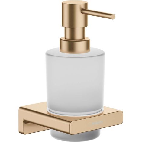 Hansgrohe AddStoris - Dispensador de jabón con soporte, cristal mate/bronce cepillado 41745140