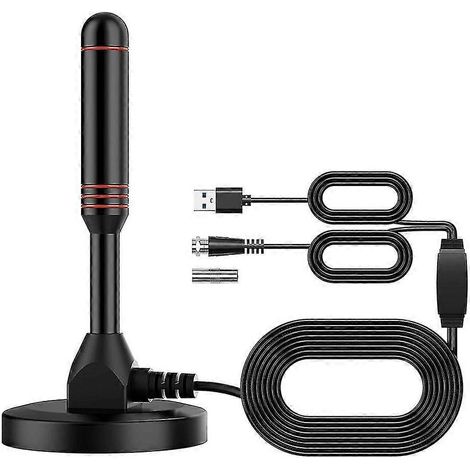 Antenne TV numérique HD - Base magnétique et câble coaxial inclus - Antenne TV terrestre - Utilisation intérieure ou extérieure (1/5)