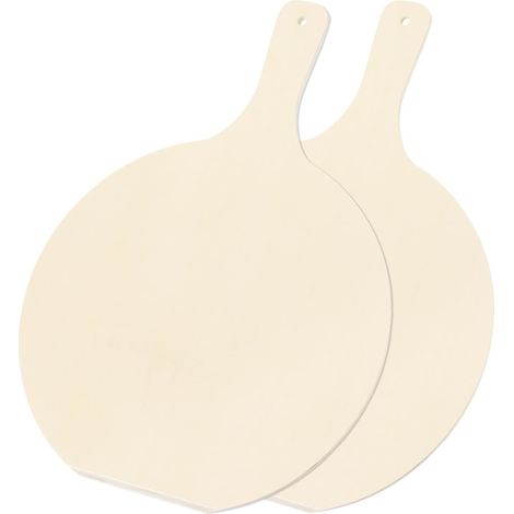 Planche à Pizza en Bois de Bouleau 44 x 32 x 0.6 cm, Pelle à Pizza Planche Ronde, Ustensiles de Cuisine avec Manche pour Disposer les Pizzas Lot de 2 (1/5)