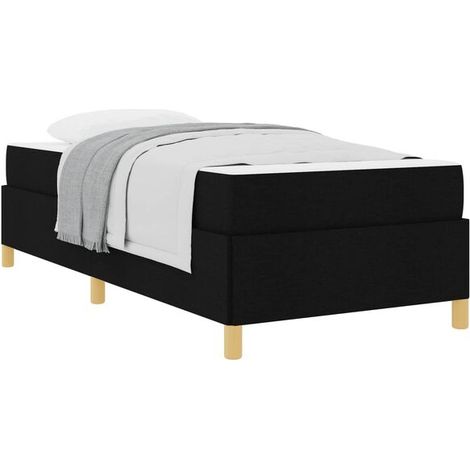 Cadre de lit en tissu noir (matelas inclus), dimensions 80 x 200 cm (1/5)