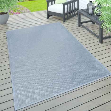 Paco Home Outdoor Teppich wetterfest Garten & Terrasse flachgewebt Uni Sisaloptik robust 200x280 cm, denim-blau
