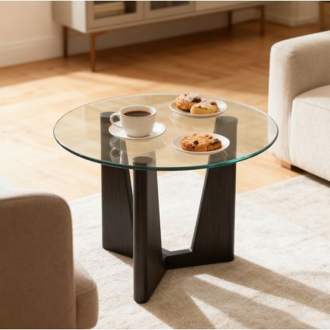 Tablero de mesa redondo de vidrio templado transparente, Ø 71 cm, 0,6 cm de grosor, sin montaje (1/5)