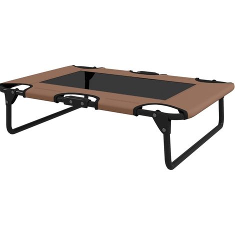 Cama elevada plegable para perros color café, malla transpirable, acero y poliéster, 75 x 51 x 18 cm (1/5)