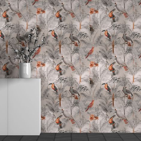 Papier peint panoramique - Motif Fleurs Oiseaux - 130 cm x 81 cm (1/3)