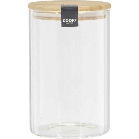 Bocal de Conservation 1L en Verre Couvercle Bambou (1/4)