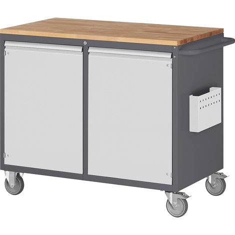RAU, Établis compacts mobiles, 2 portes, plateau en bois, (1/2)